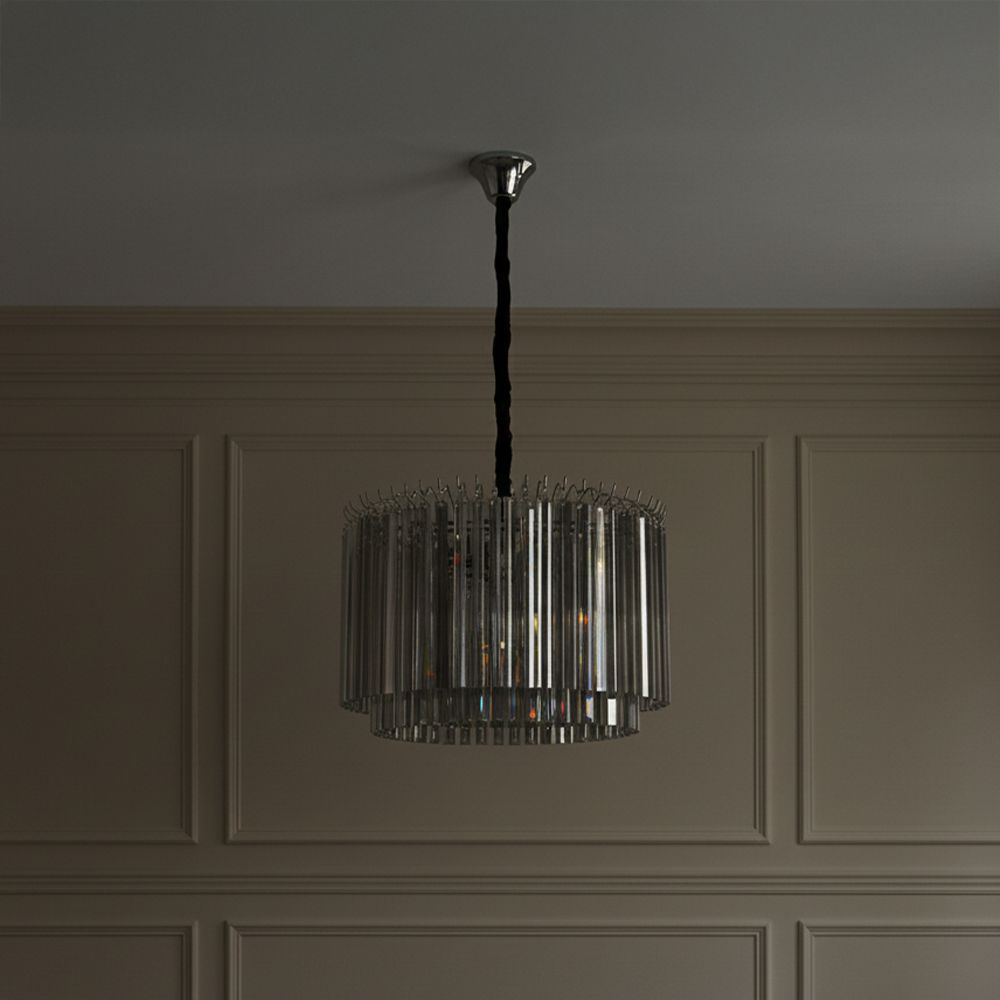 Cindy 12 Light Glass Chandelier 60cm -Smoke glass