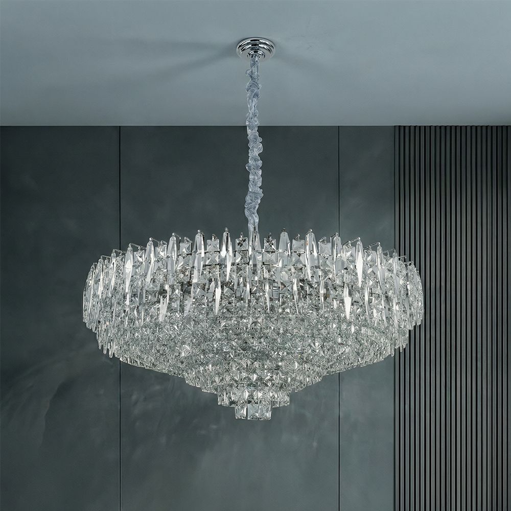 Amira 30-Light Crystal Chandelier - Chrome - 100 cm