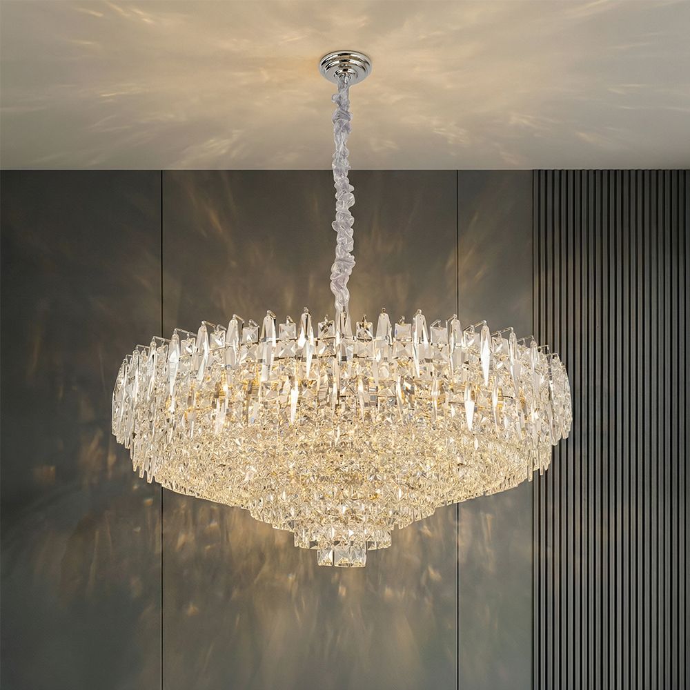 Amira 30-Light Crystal Chandelier - Chrome - 100 cm