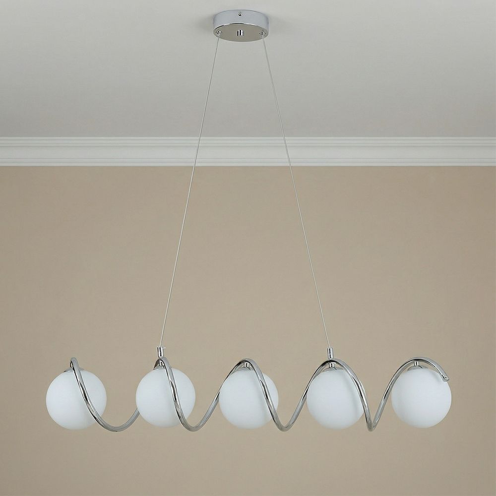 Opal Glass Chandelier - 70Cm Chrome