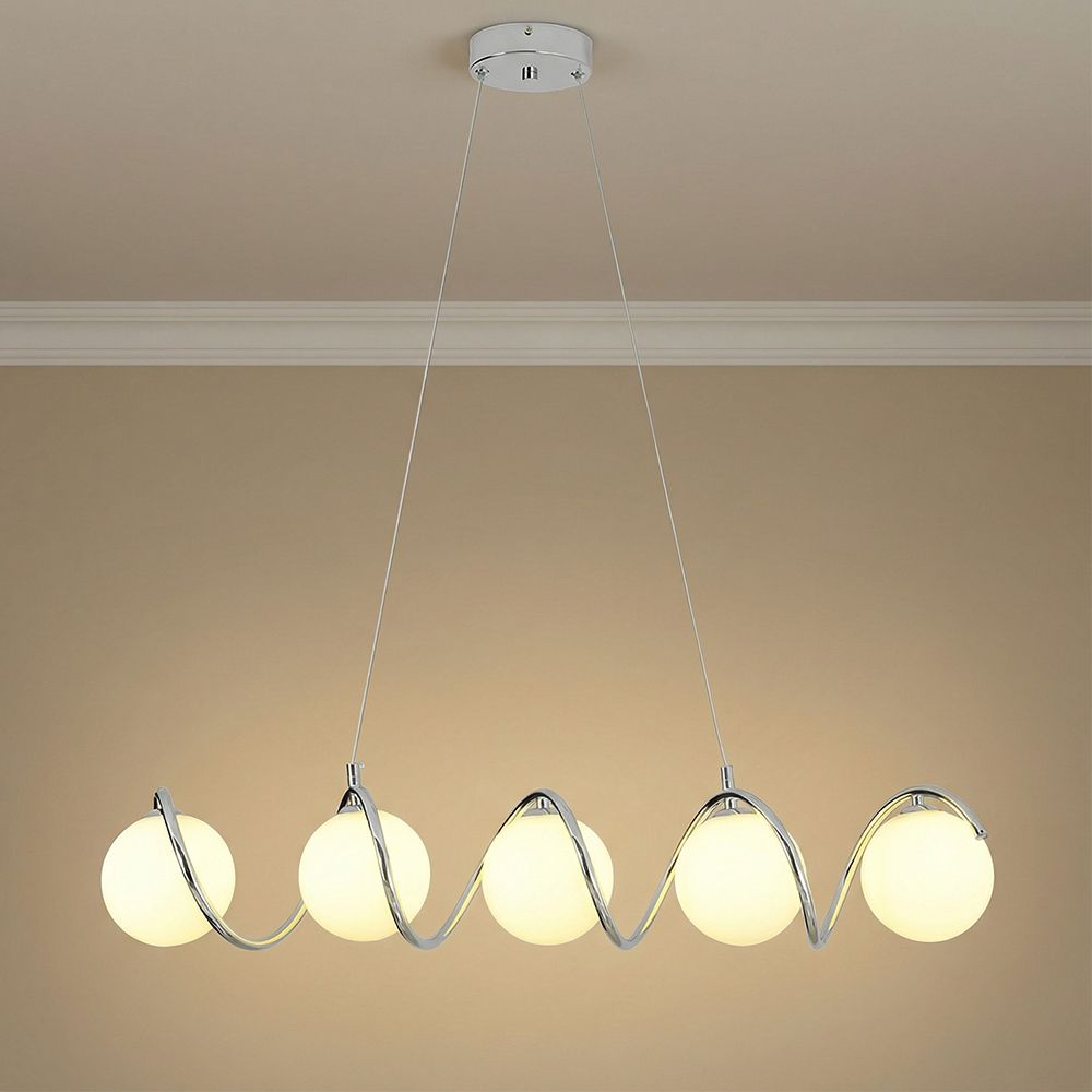 Opal Glass Chandelier - 70Cm Chrome