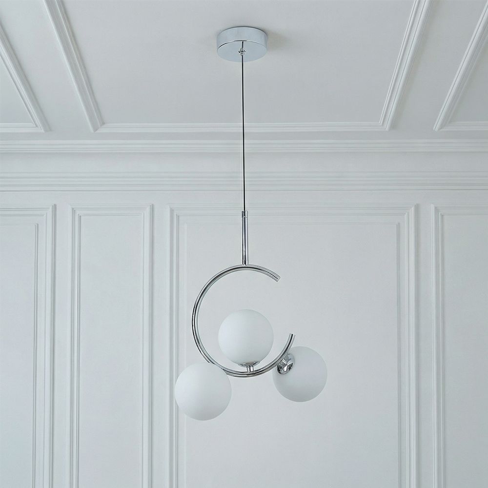 Opal Glass Pendant - Chrome