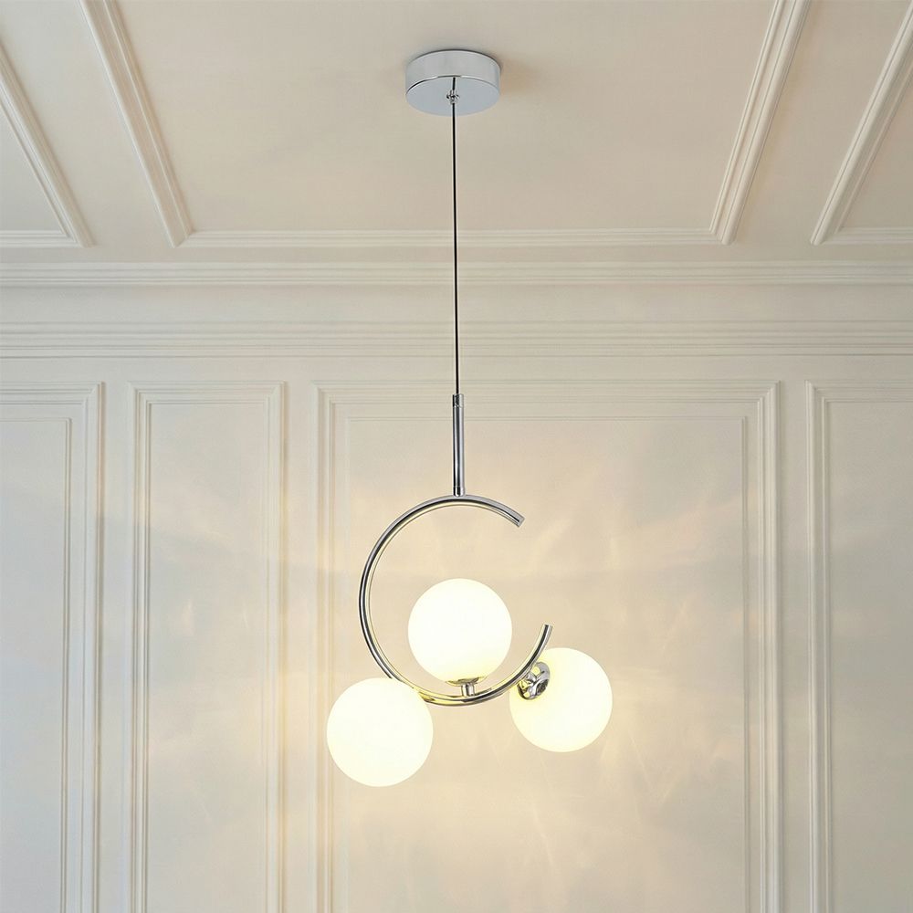 Opal Glass Pendant - Chrome