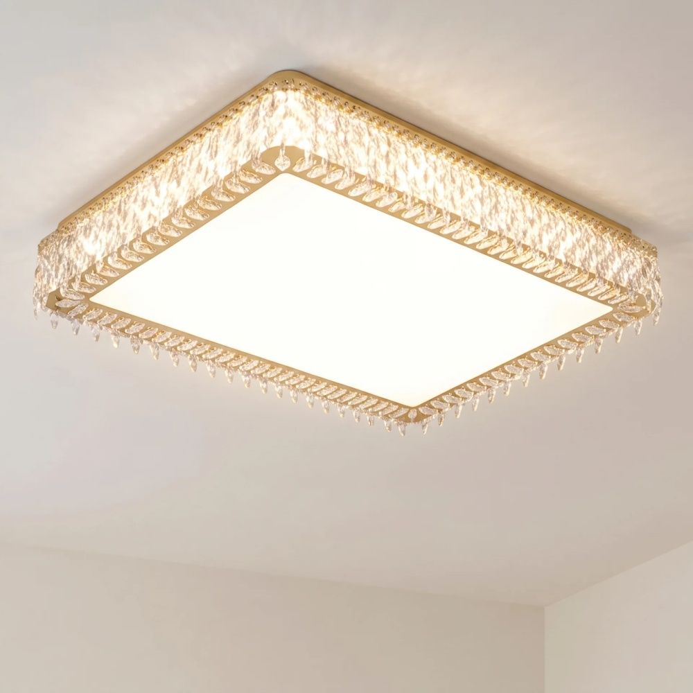 Nasrin Led Dimmable Ceiling Lamp with Remote - 110Cm Gold