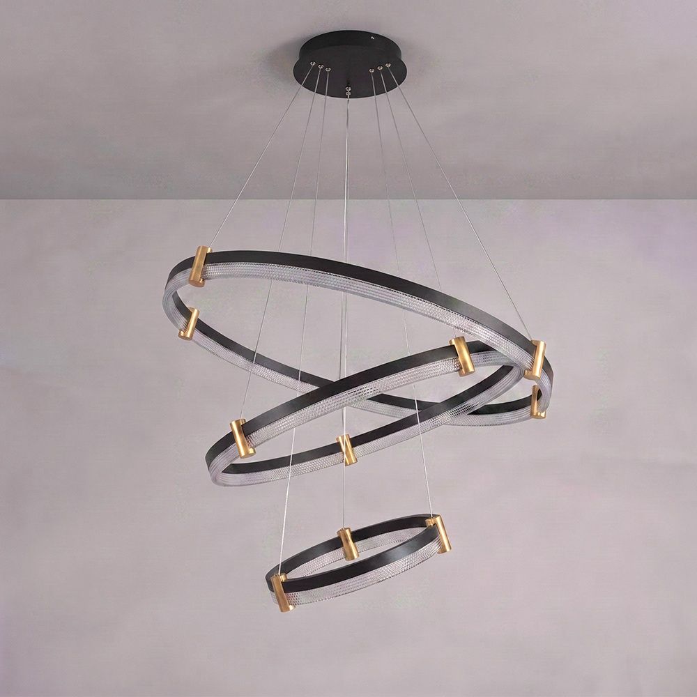 Cales Led Tired Chandelier 3 Color Dimmable With Adjustable Height & Shape - 80cm