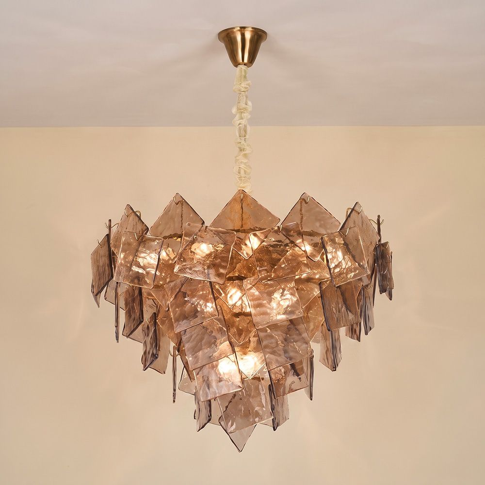 Brussels 20 Lights Modern Murano Glass Chandelier Brass Gold -80 cm