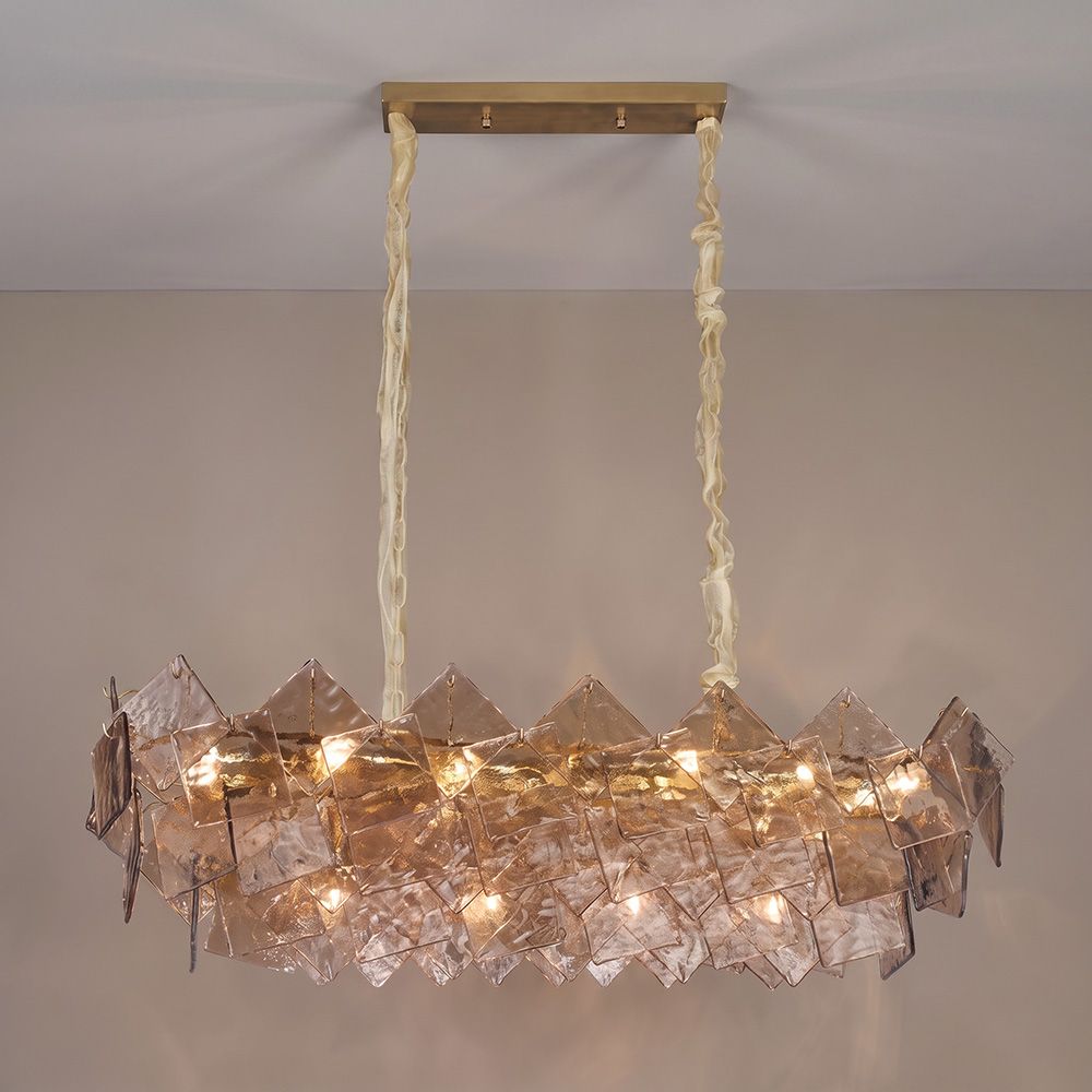 Brussels 16 Lights Modern Murano Glass Chandelier Brass Gold -120 cm