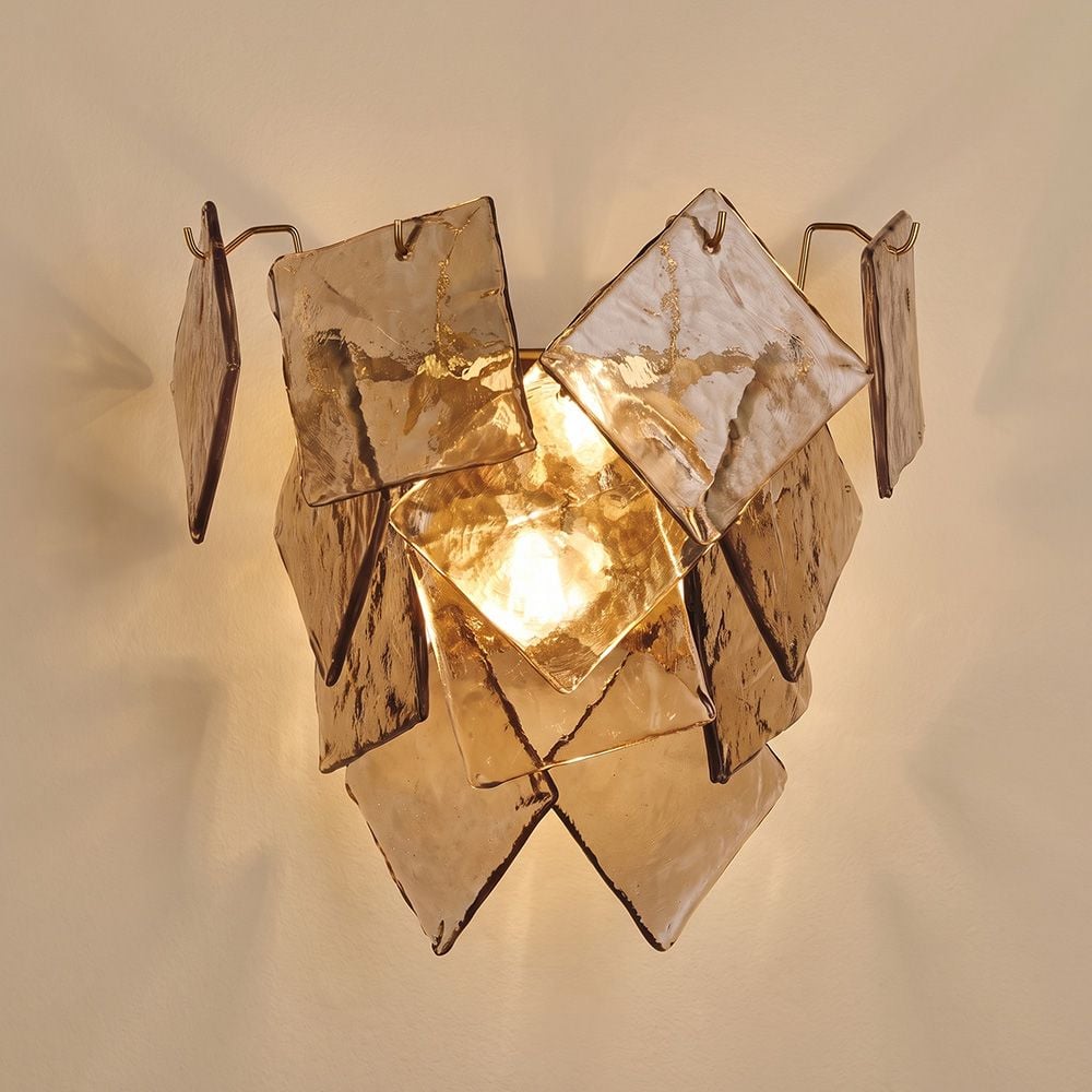 Brussels 2 Lights Modern Murano Glass Wall Lamp Brass Gold -35 cm