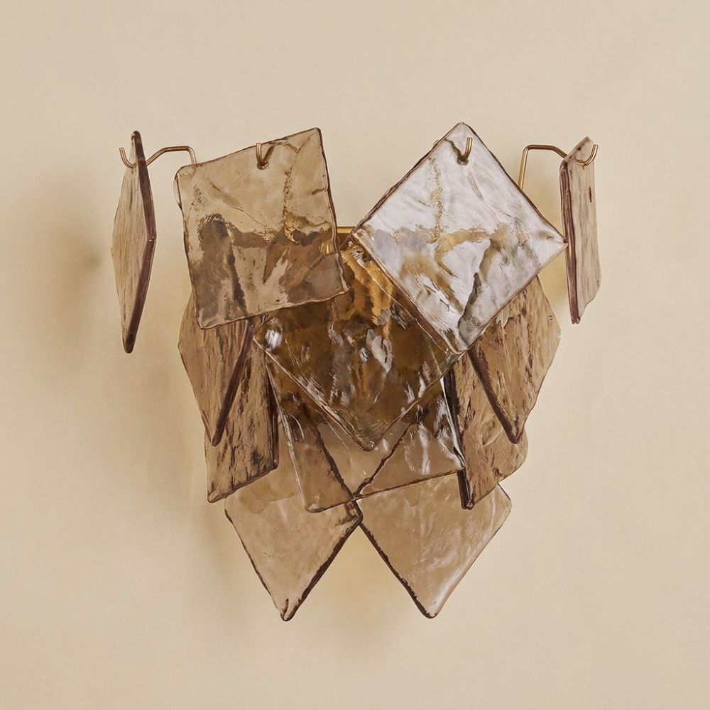 Brussels 2 Lights Modern Murano Glass Wall Lamp Brass Gold -35 cm