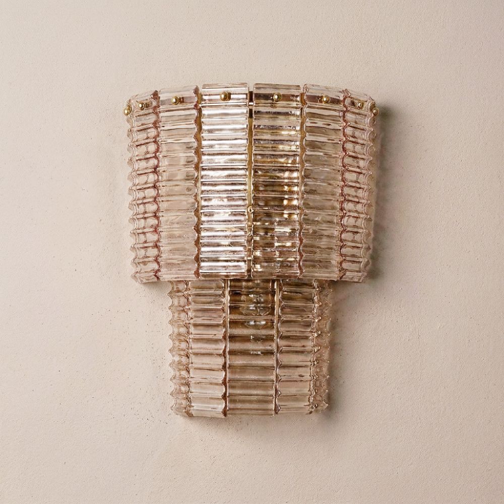 Lisbon 3 Lights Modern Murano Glass Wall Lamp - Amber Brass Gold