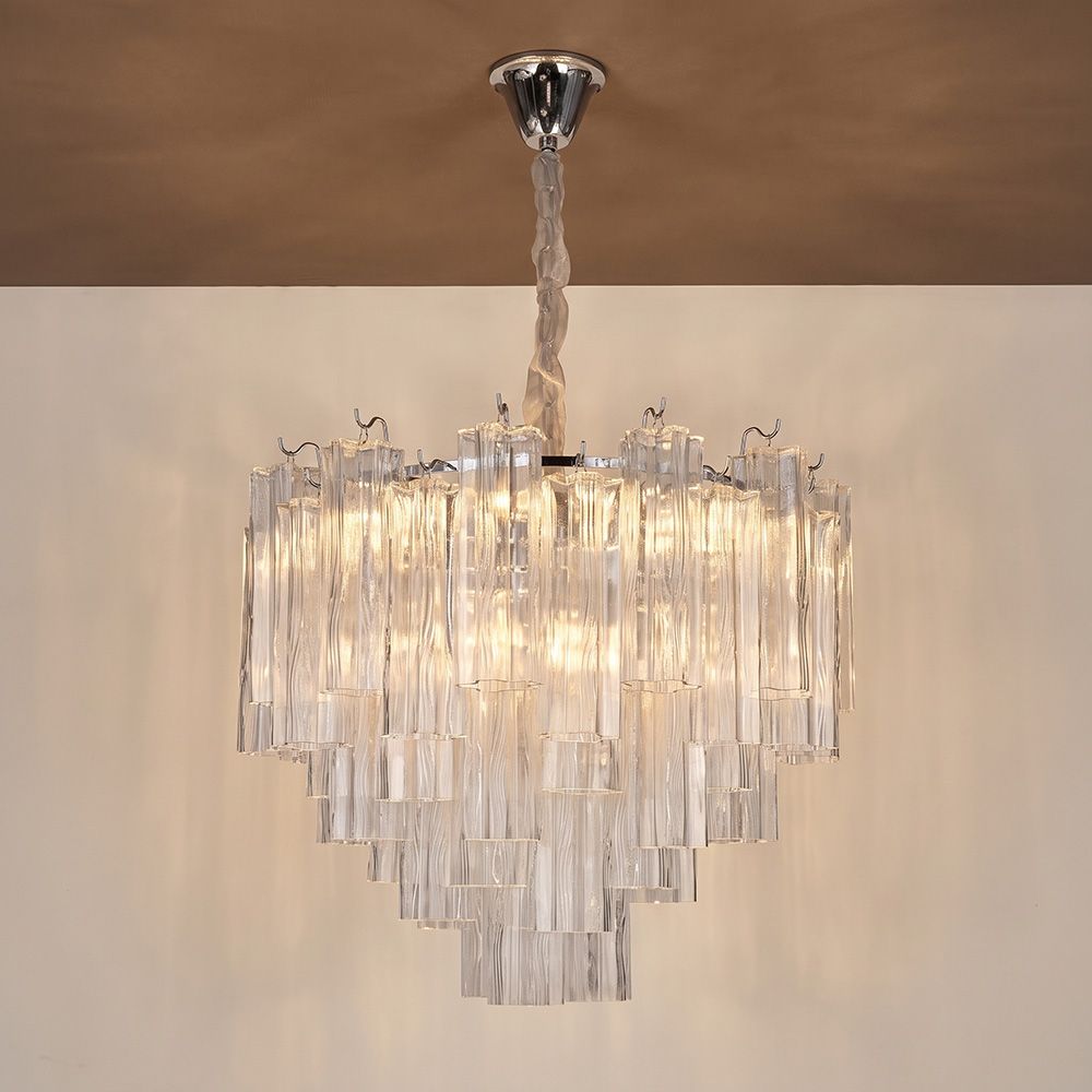 Helsinki 18 Lights Modern Murano Glass Chandelier Chrome Clear -80cm