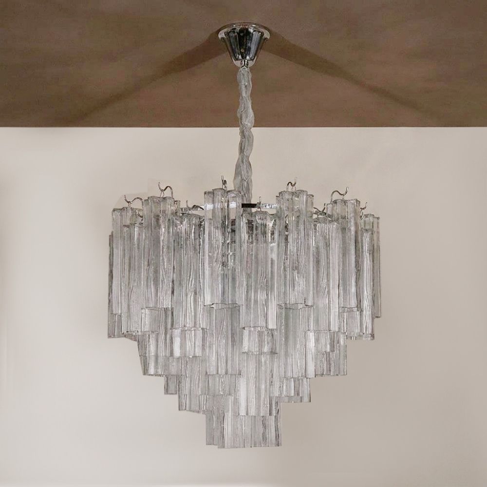 Helsinki 18 Lights Modern Murano Glass Chandelier Chrome Clear -80cm