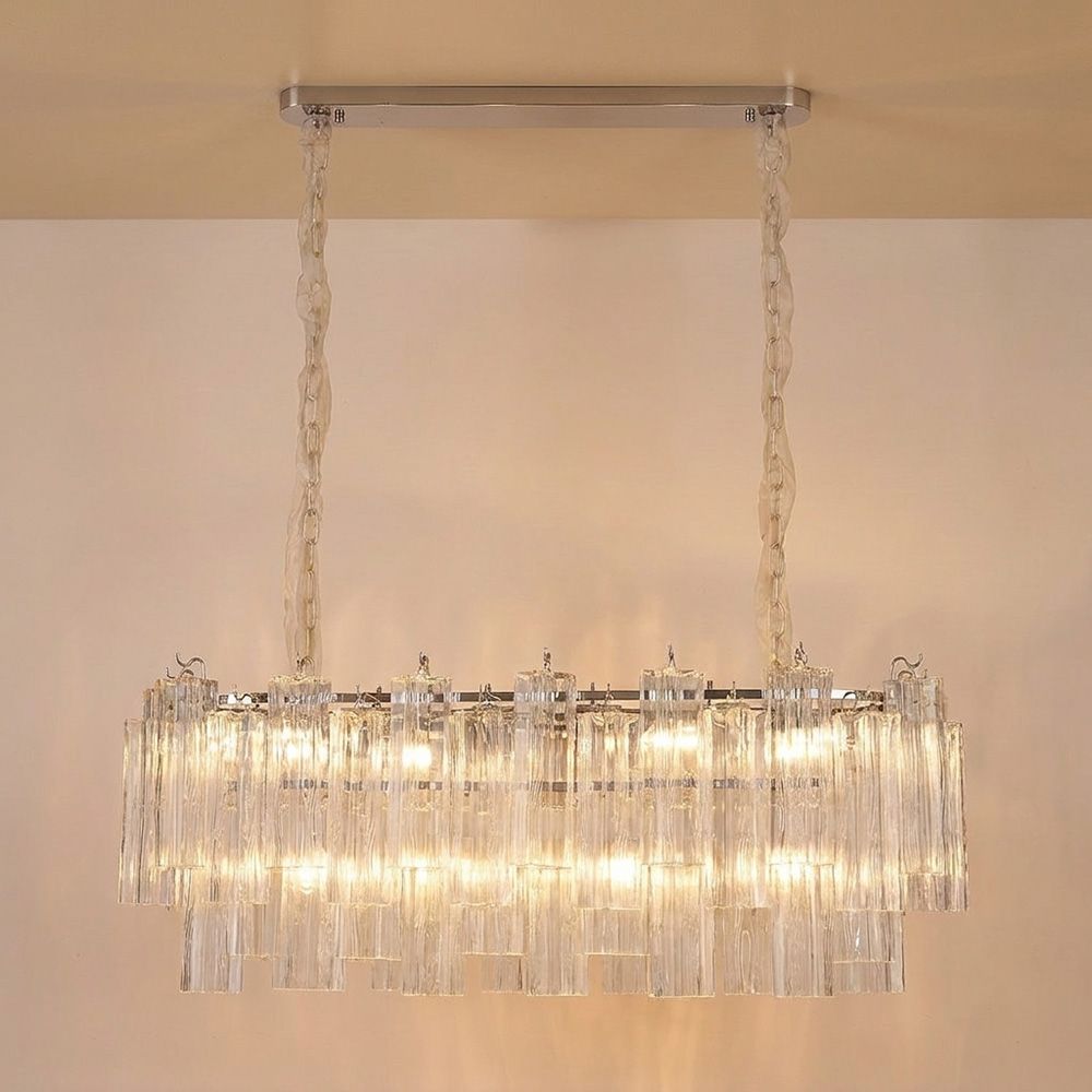 Helsinki 12 Lights Modern Murano Glass Chandelier Chrome Clear -100cm