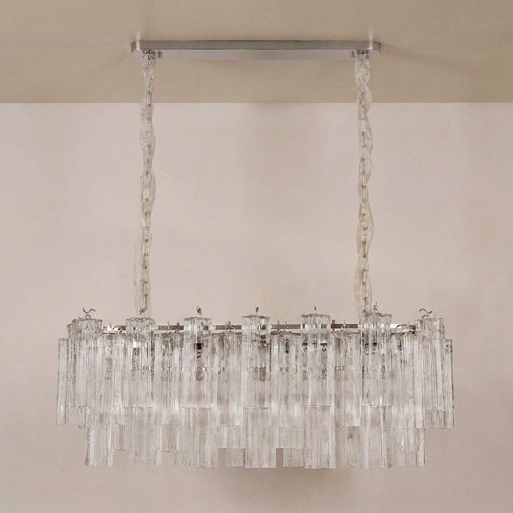 Helsinki 12 Lights Modern Murano Glass Chandelier Chrome Clear -100cm