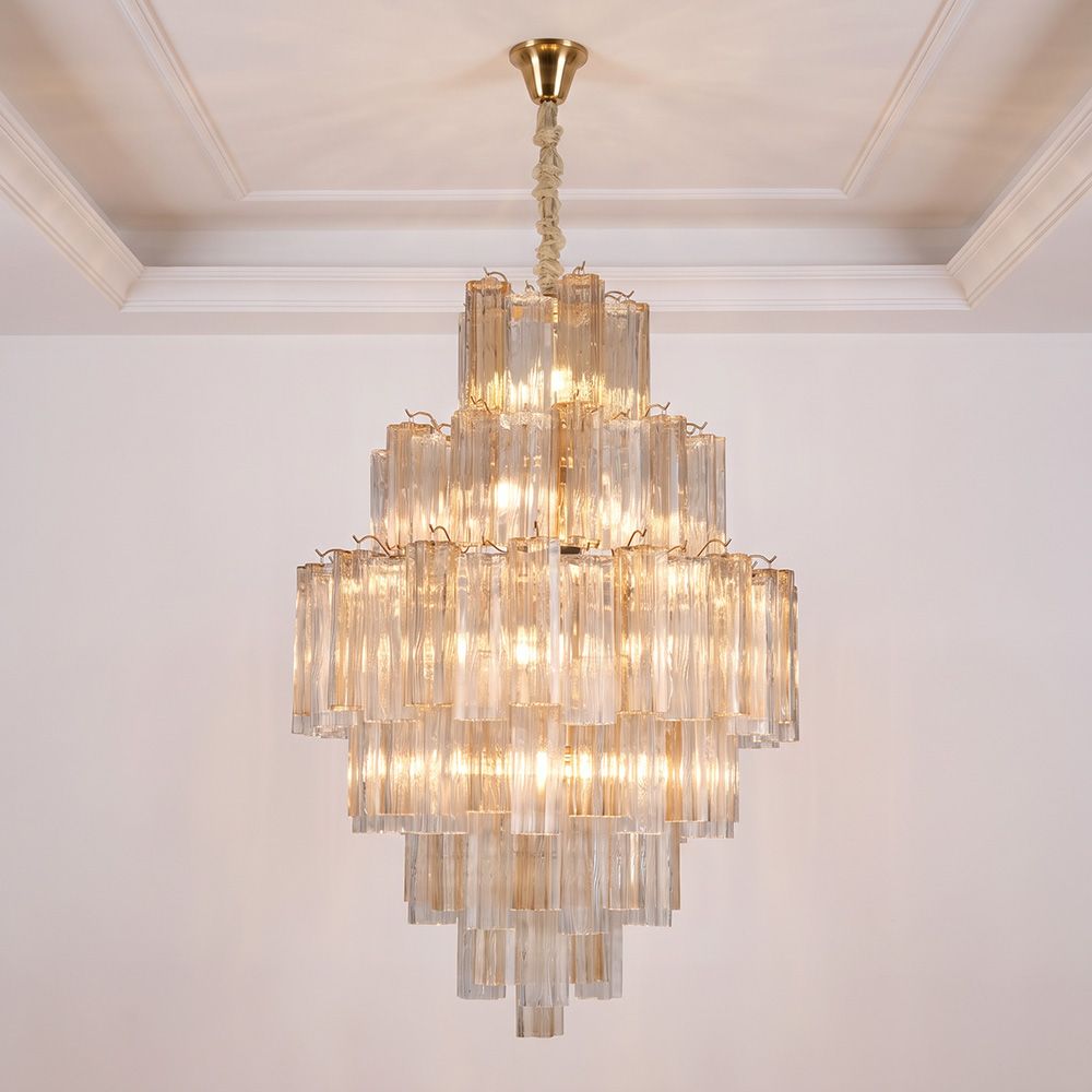 Finland 24 Lights Modern Murano Glass Jumbo Chandelier ChampagneGold Clear -80 cm