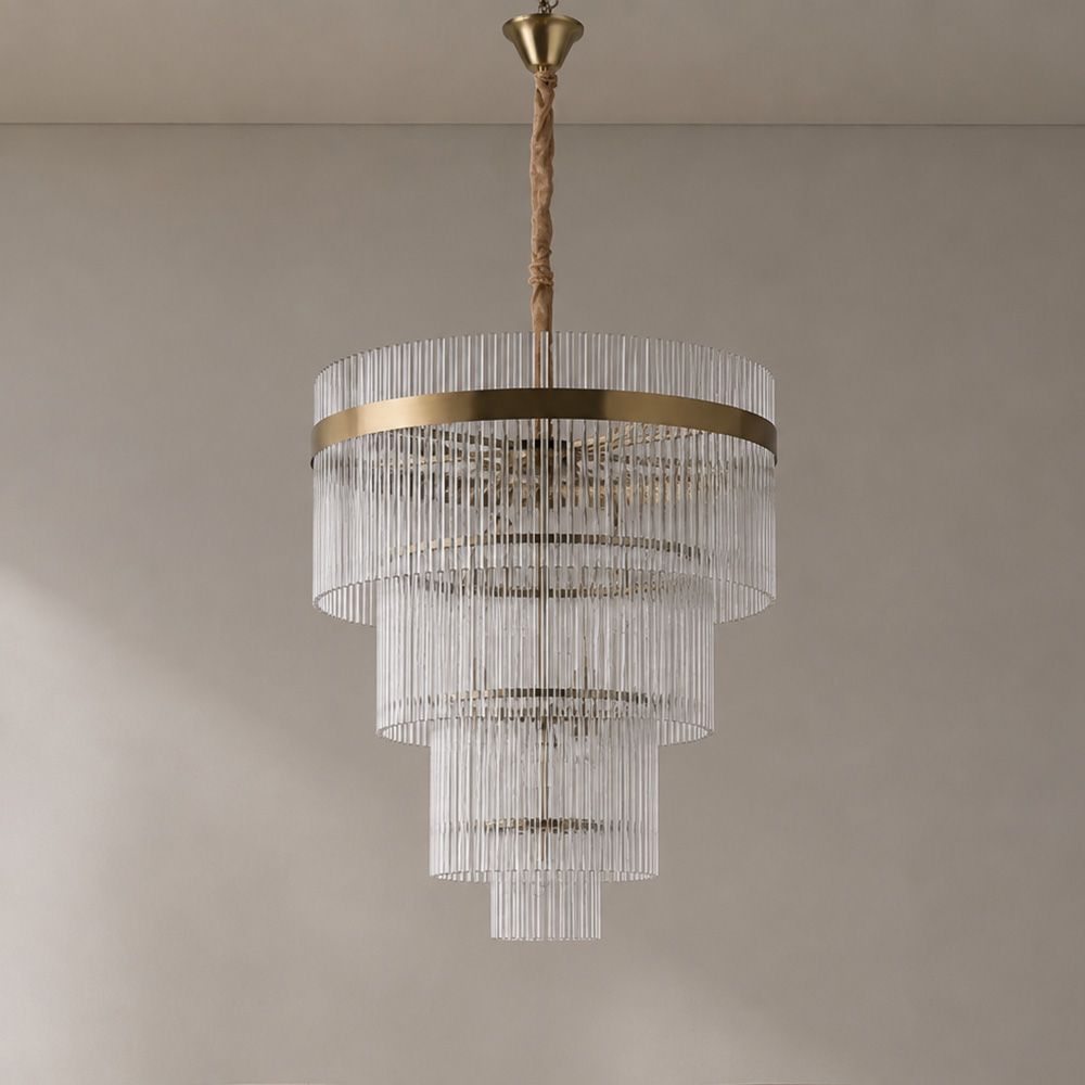 Nairobi 9-light 4 Tier Glass Chandelier-60cm -Gold