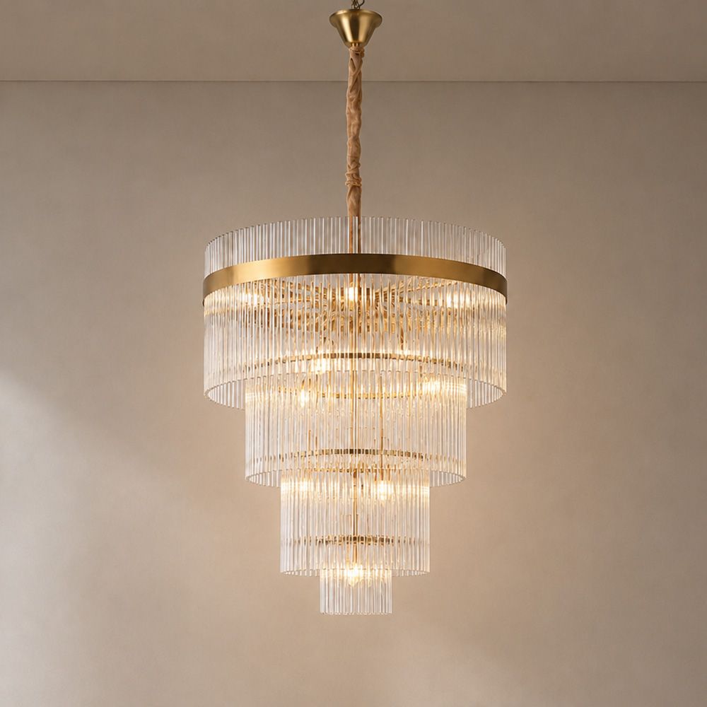Nairobi 9-light 4 Tier Glass Chandelier-60cm -Gold