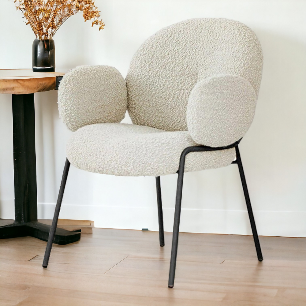 Buy Wooden Twist Italian Design Soft Comfort Boucle Dining Chair With