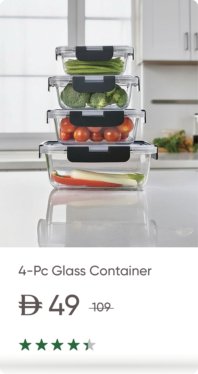 U25-Organizer Blk-Glass Container