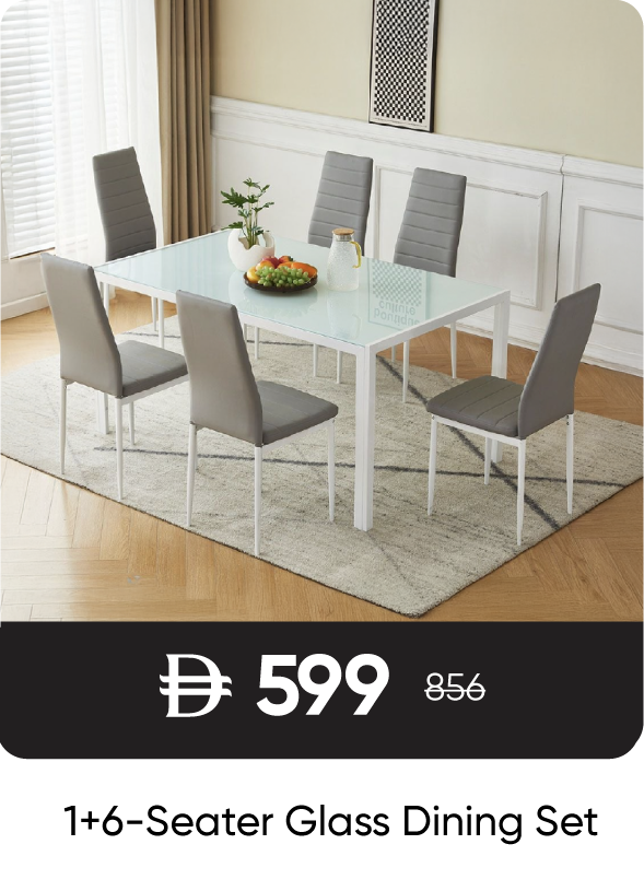 RSU-SD-1+6-Seater Glass Dining Set