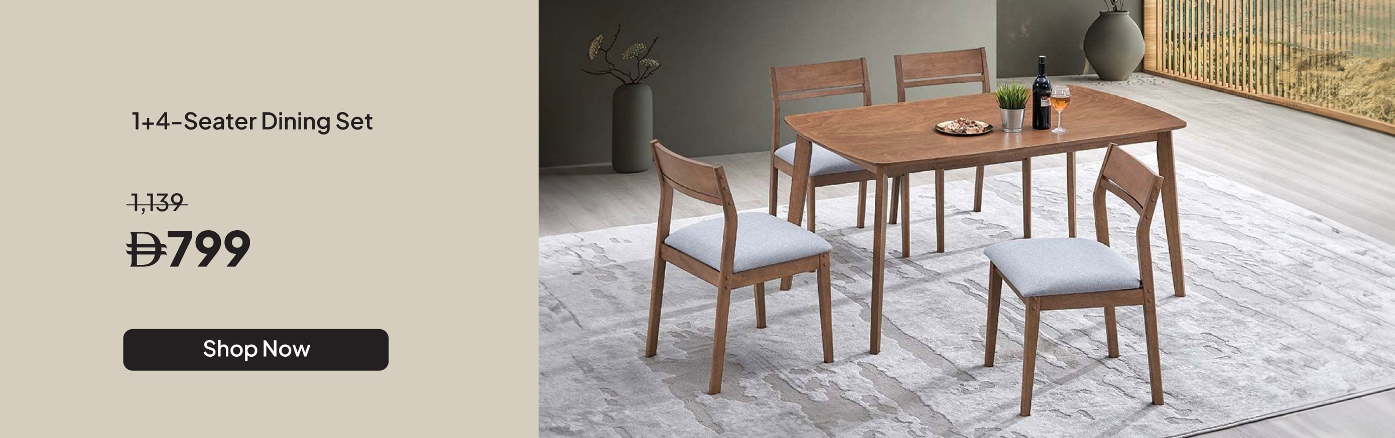 U26-Dining-Mervil 1+4 Dining Set 