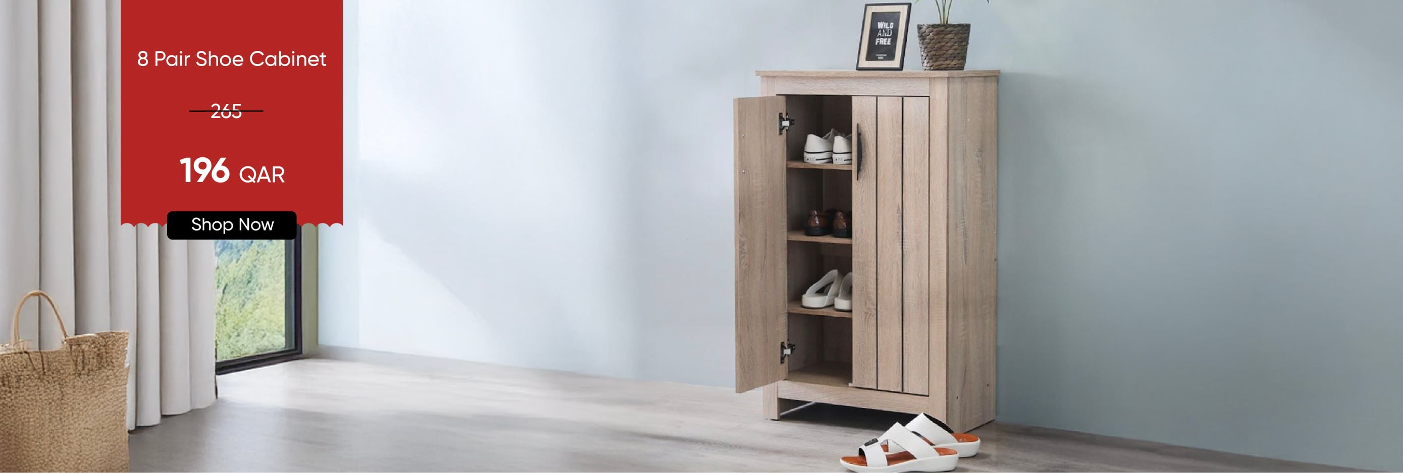 MSQ25-FA-CB- 8 Pair Shoe Cabinet