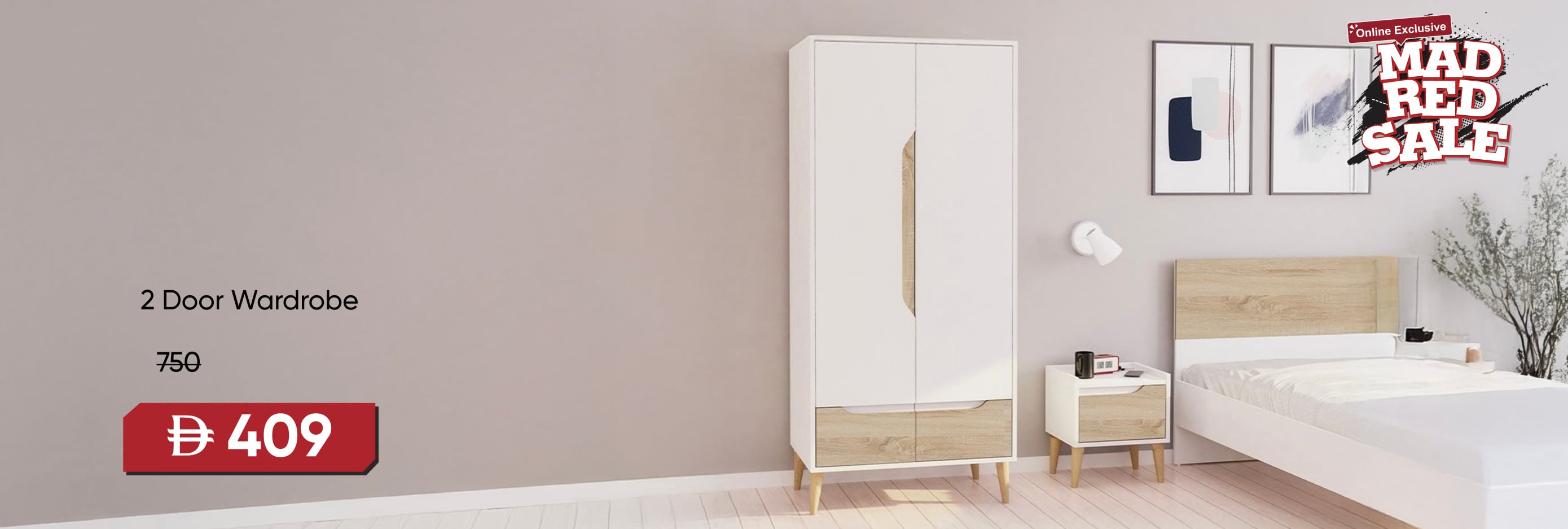 MRSSU25-BR-CB-2 Door Wardrobe