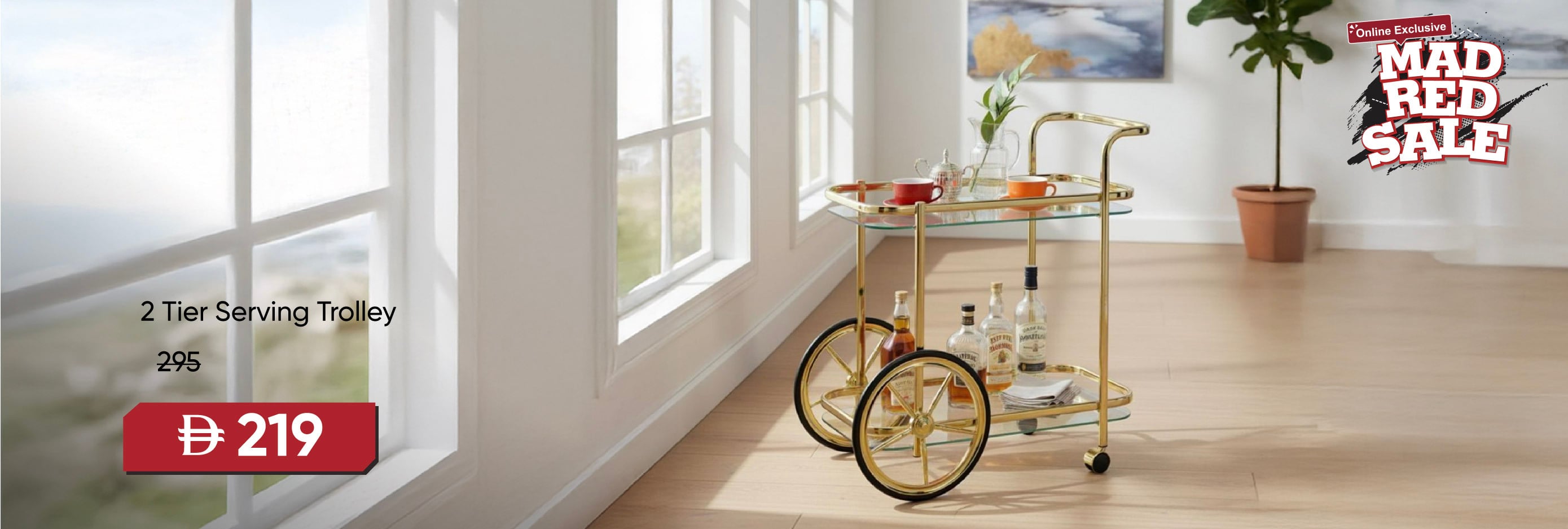 MRSU25-DR-CB-2 Tier Serving Trolley