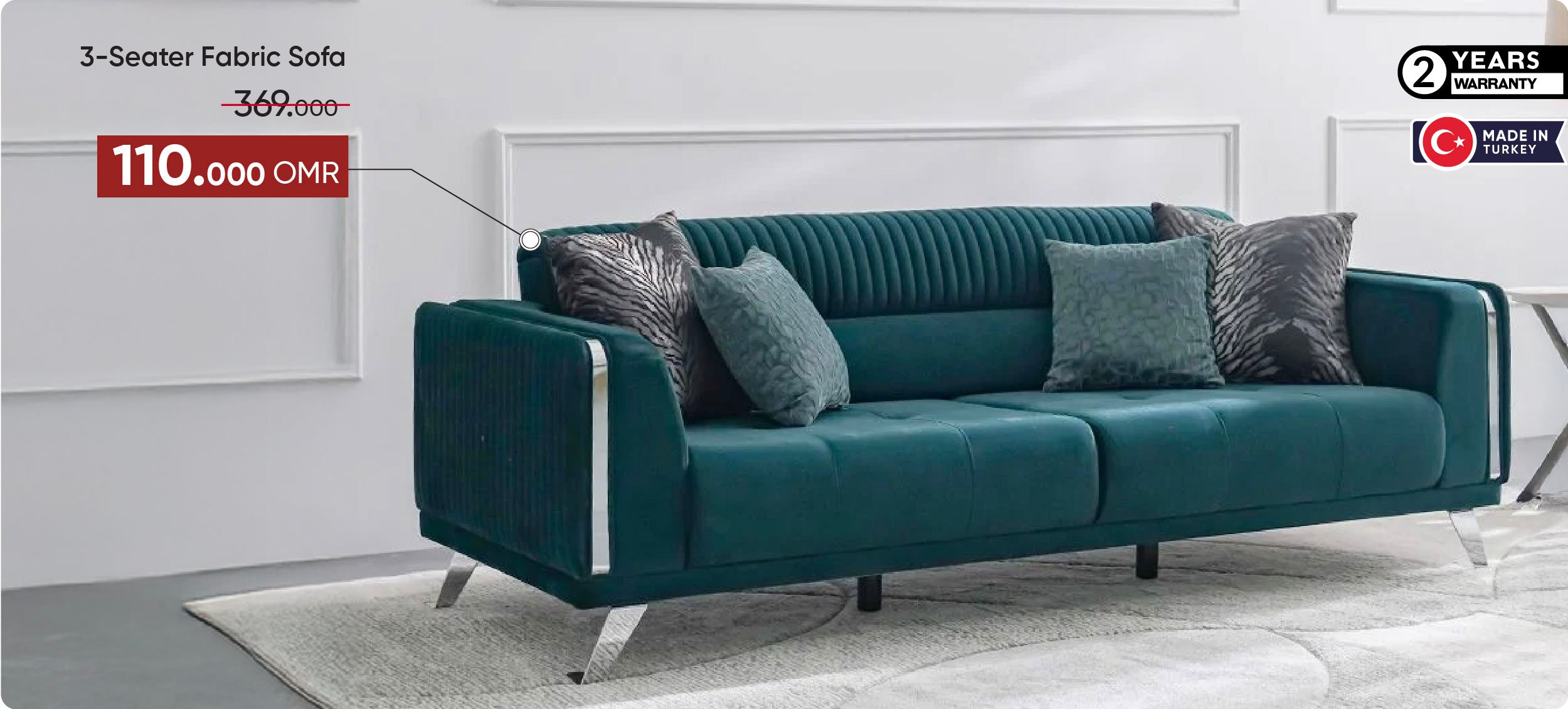 SSWO-DB-3-Seater Fabric Sofa