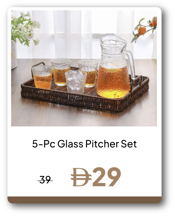 PRU26-SD-C&C-5-Pc Glass Pitcher Set