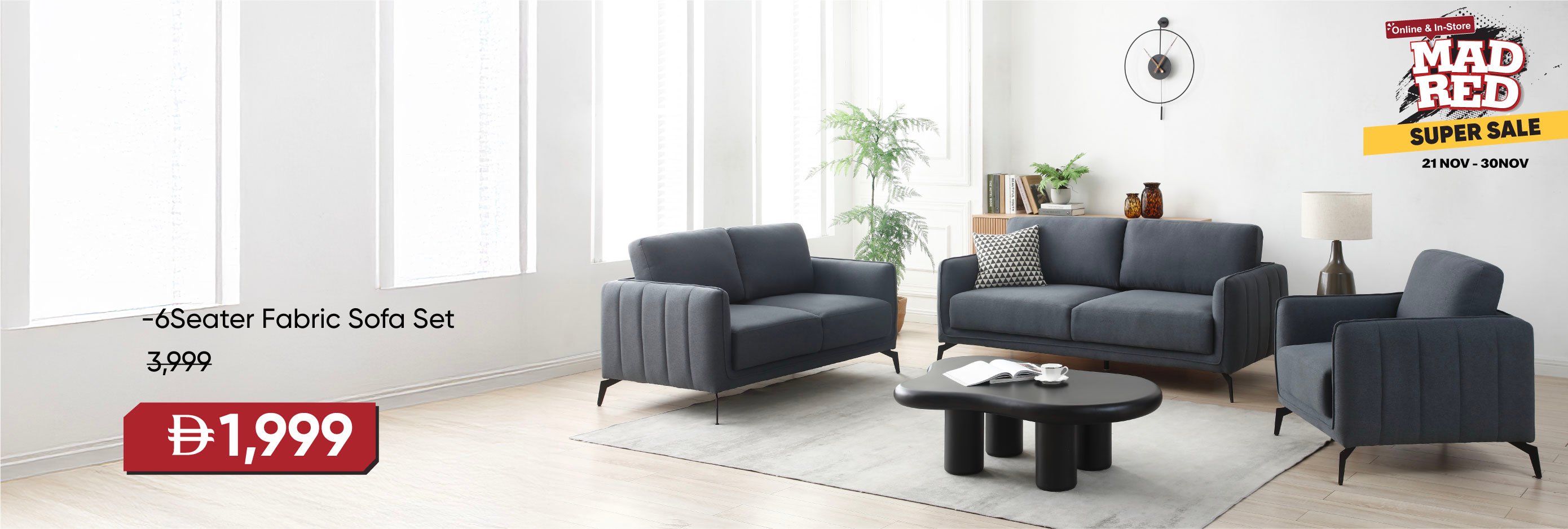 MRSSU25-LR-CB-6S Fabric Sofa Set 