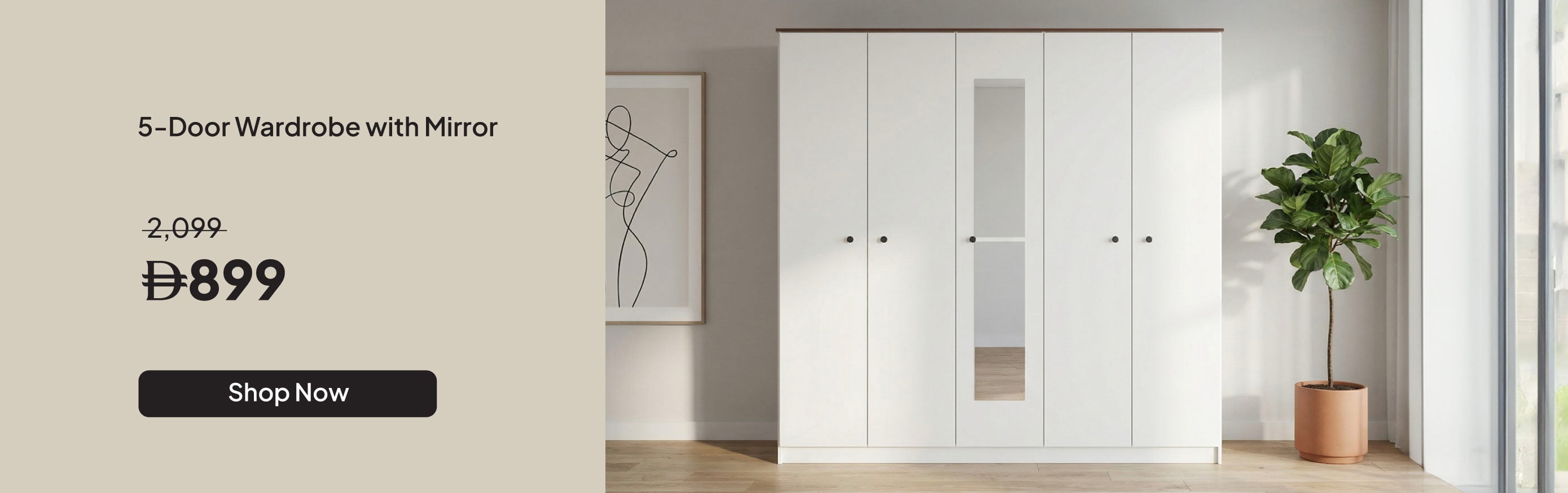 U26-BedRoom-Pera 5-Door Wardrobe-W