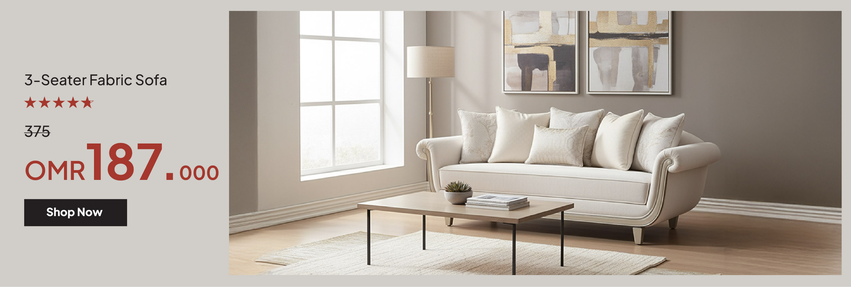 YECSO25-CB-LR-3-Seater Fabric Sofa