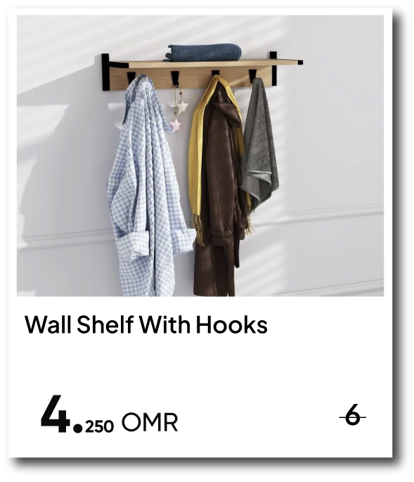 NYHRO26-SD-Wall Shelf With Hooks