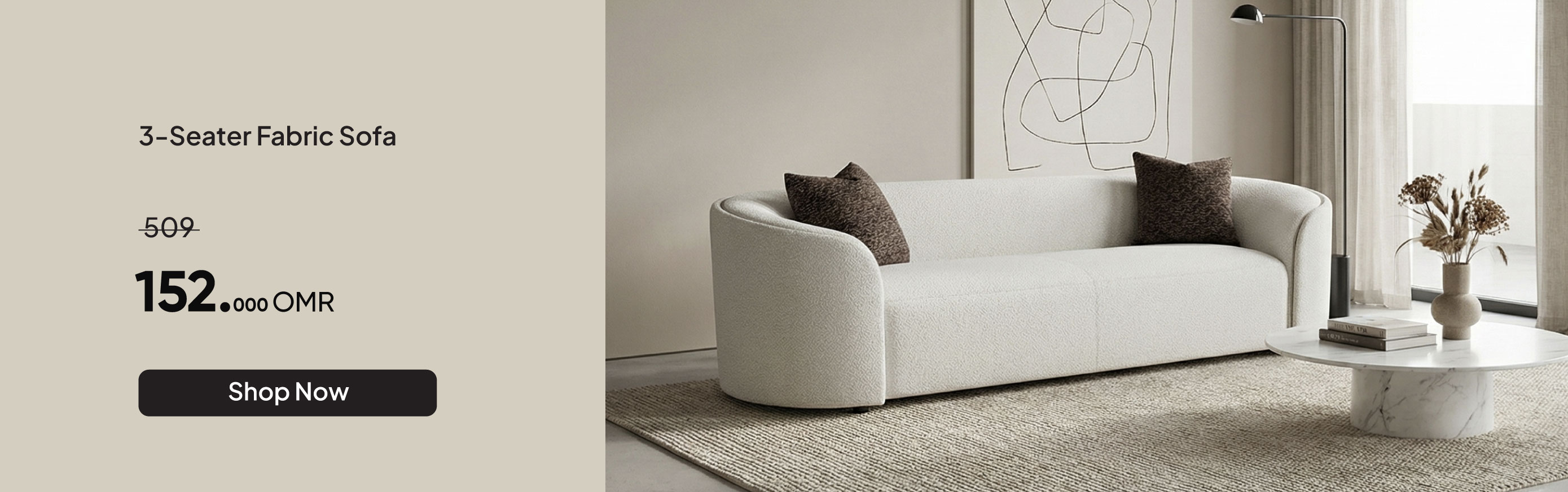 NYHRO26-LR-CB-3-Seater Fabric Sofa