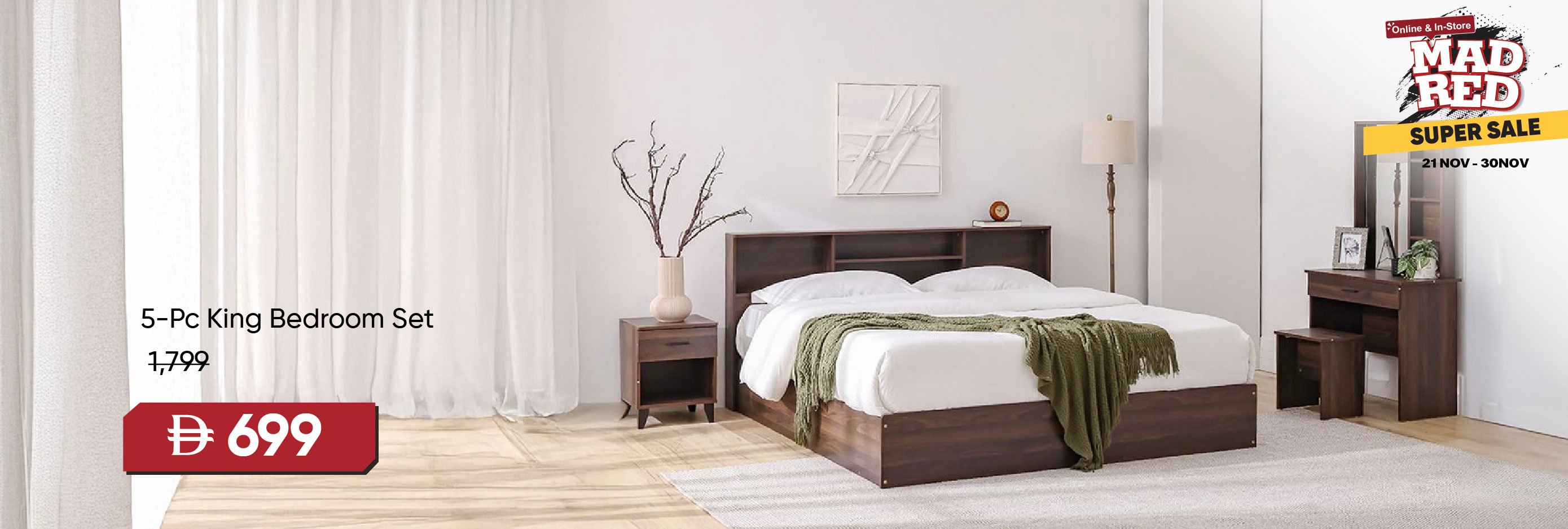 MRSSU25-BR-CB-5-Pc King Bedroom Set