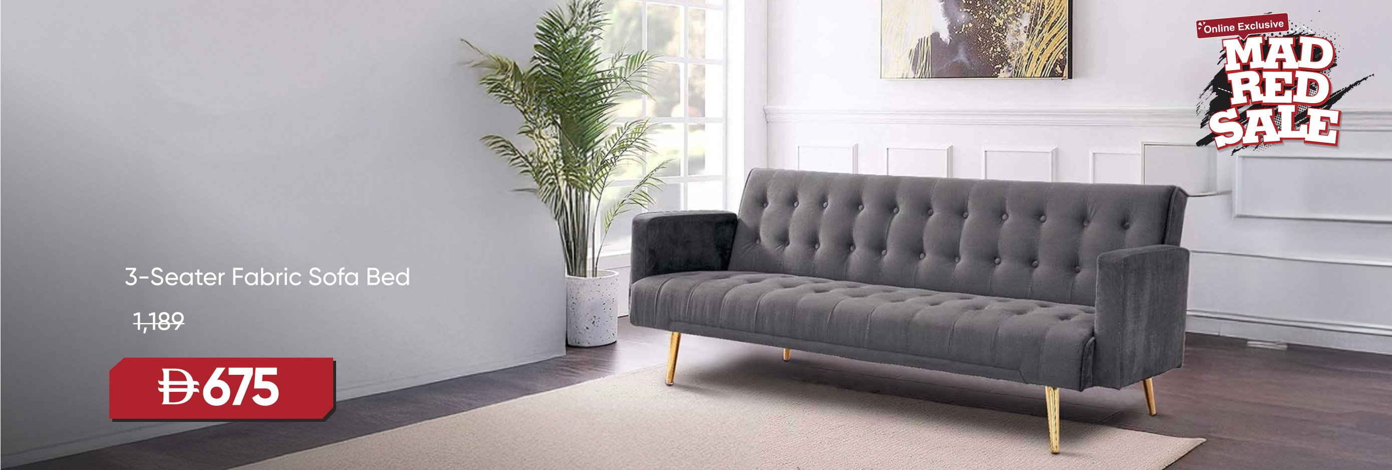 MRSU25-LR-CB-3S Fabric Sofa Bed