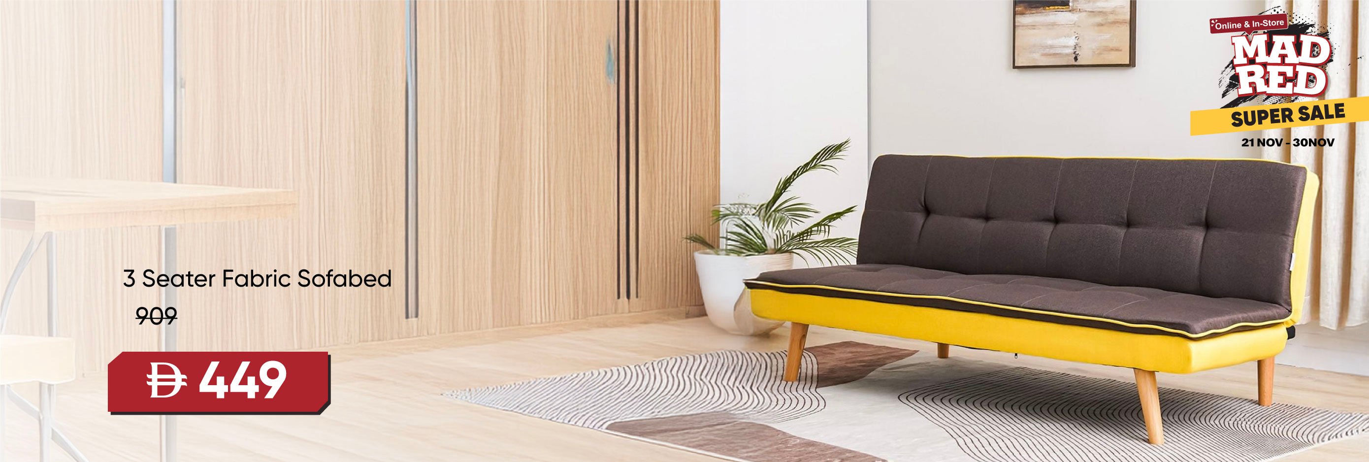 MRSSU25-LR-CB-3S Fabric Sofabed