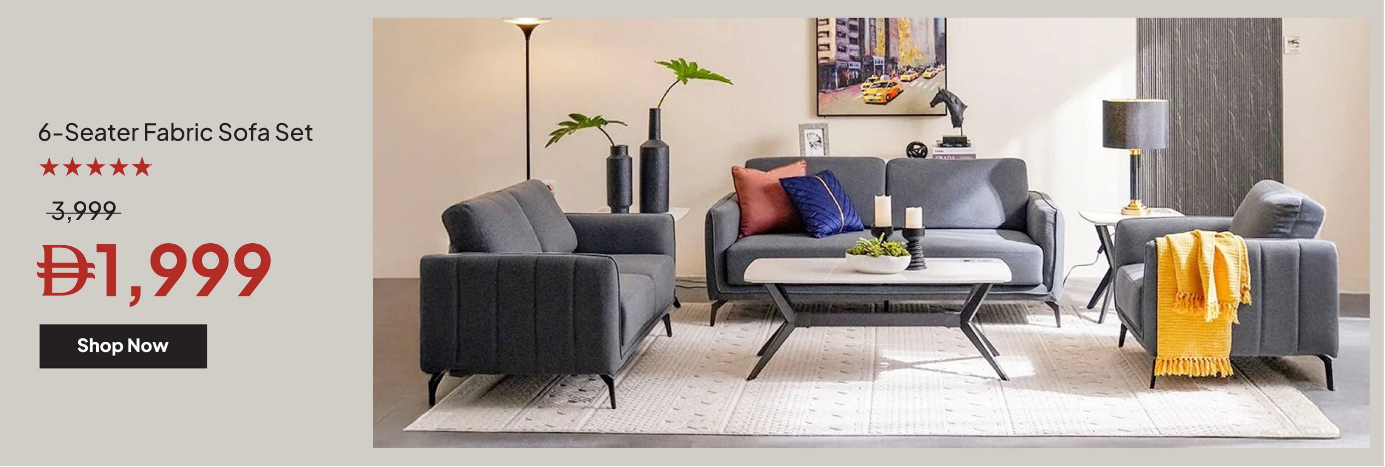 YECSU25-LR-CB-6-S Fabric Sofa Set