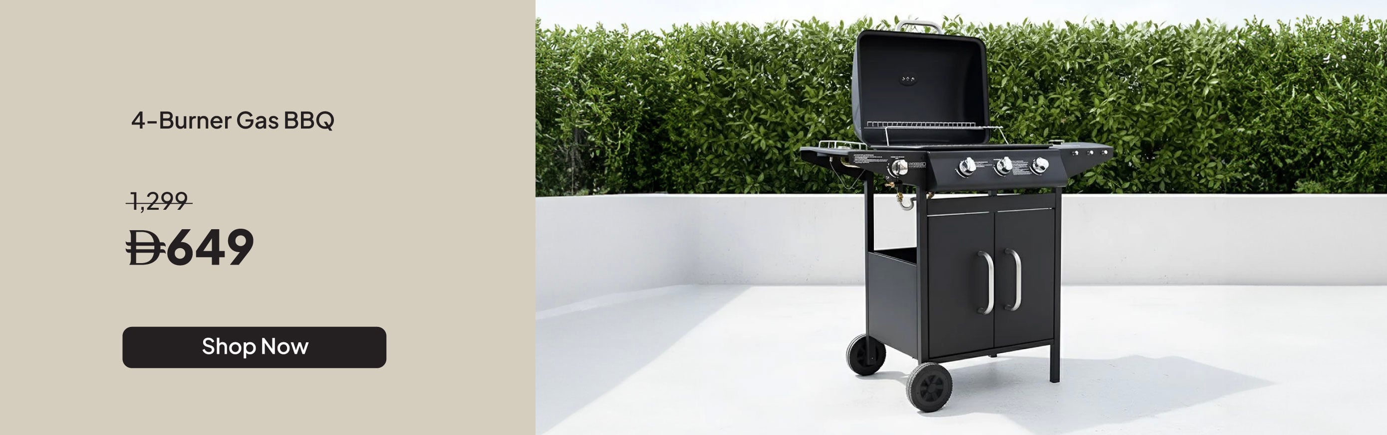 U26-Garden-4 Burner Gas BBQ-Black