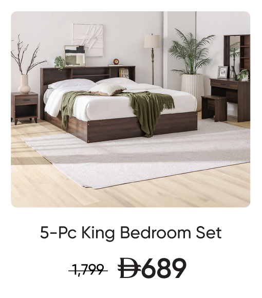 U25-TriB-Left-Fur-5P King Bed Set