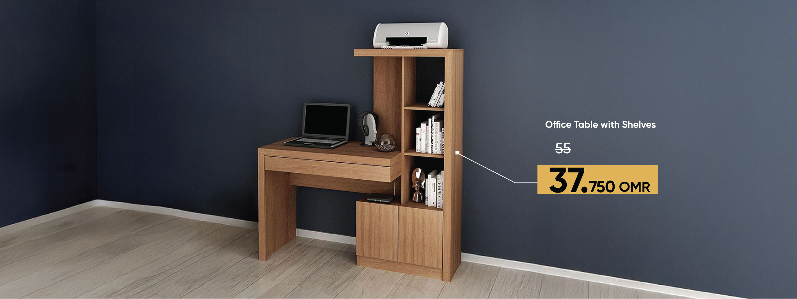 SFSO25-HO-CB-Office Table W Shelves