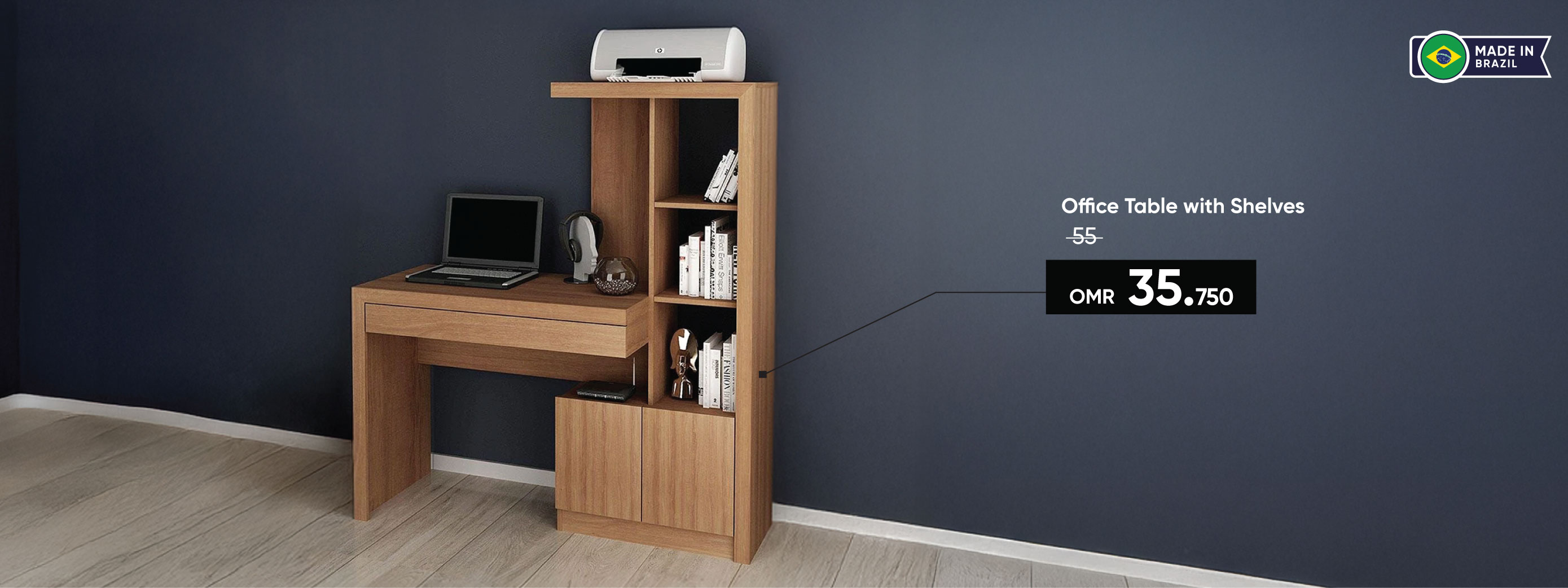 SSSO25-HO-CB-Office Table W Shelves