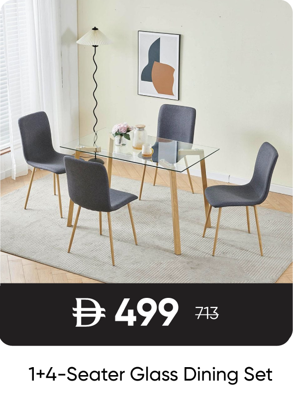 RSU-SD-1+4-Seater Glass Dining Set