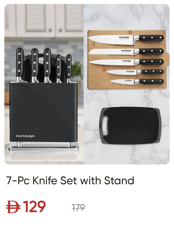EHU-SD-7-Pc Knife Set with Stand