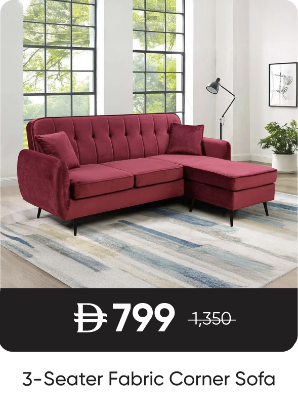 RSU-SD-3-Seater Fabric Corner Sofa