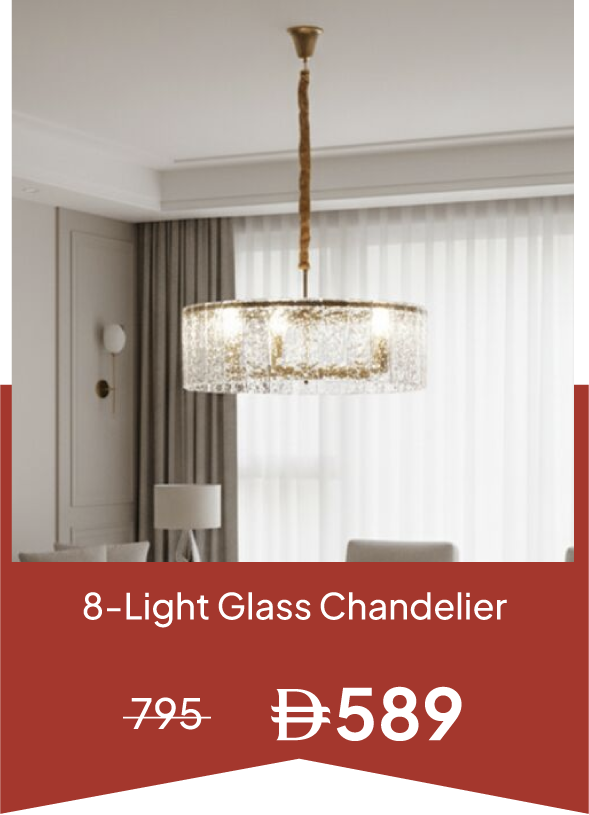 YECSU25-SD-8-Light Glass Chandelier