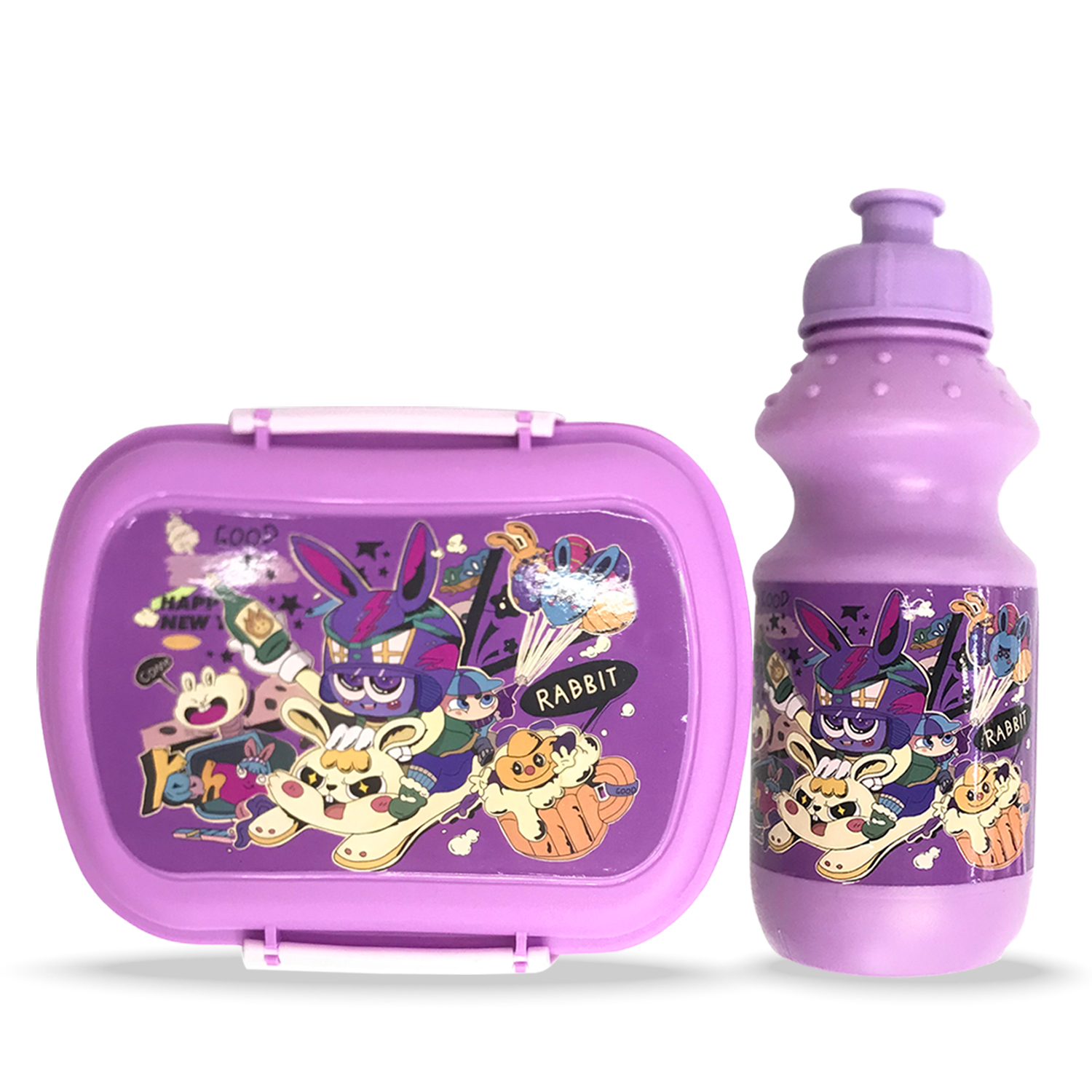 Buy Eazy Kids - Set of 2 - Lunch Box & Water Bottle - Rabbit Purple ...