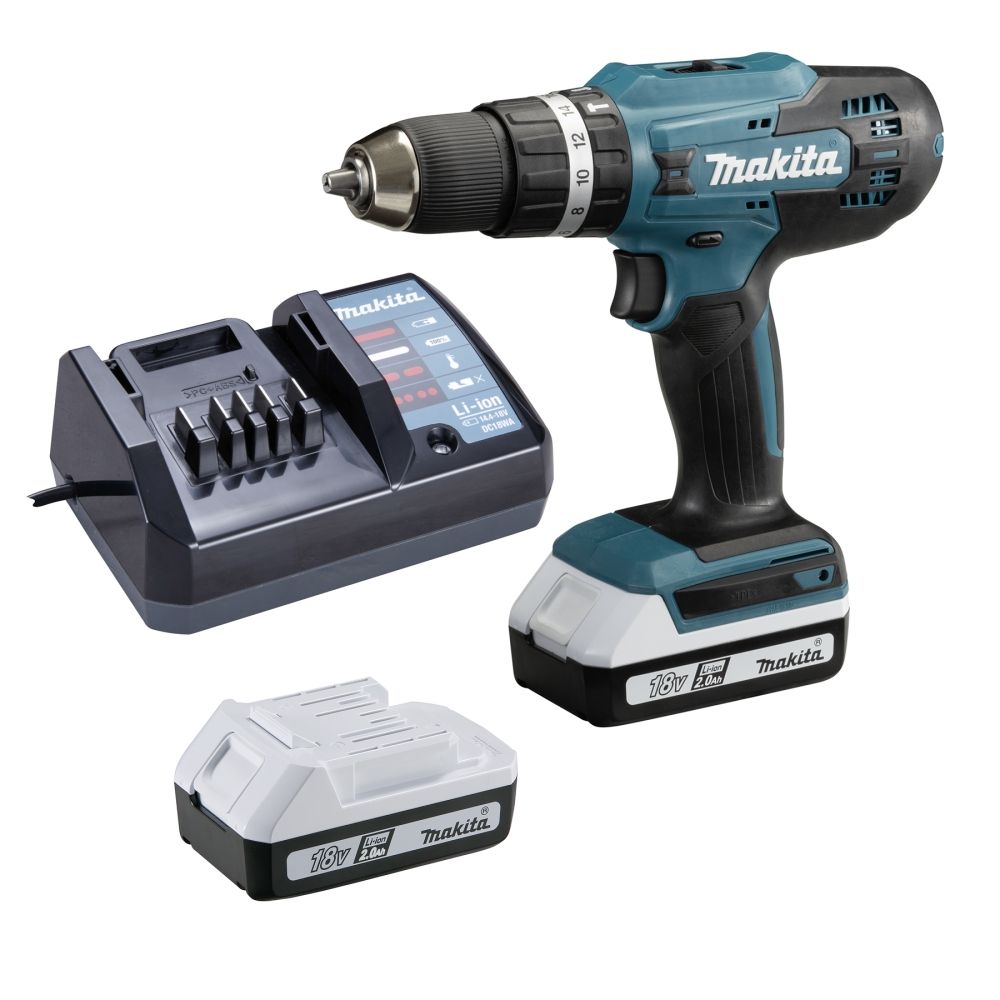 NS LP MAKITA 18V Lithium-Ion G-Series Cordless Imapct Driver Drill 2X 2Ah Bty+1X Ch+Accs Hp488Daex2