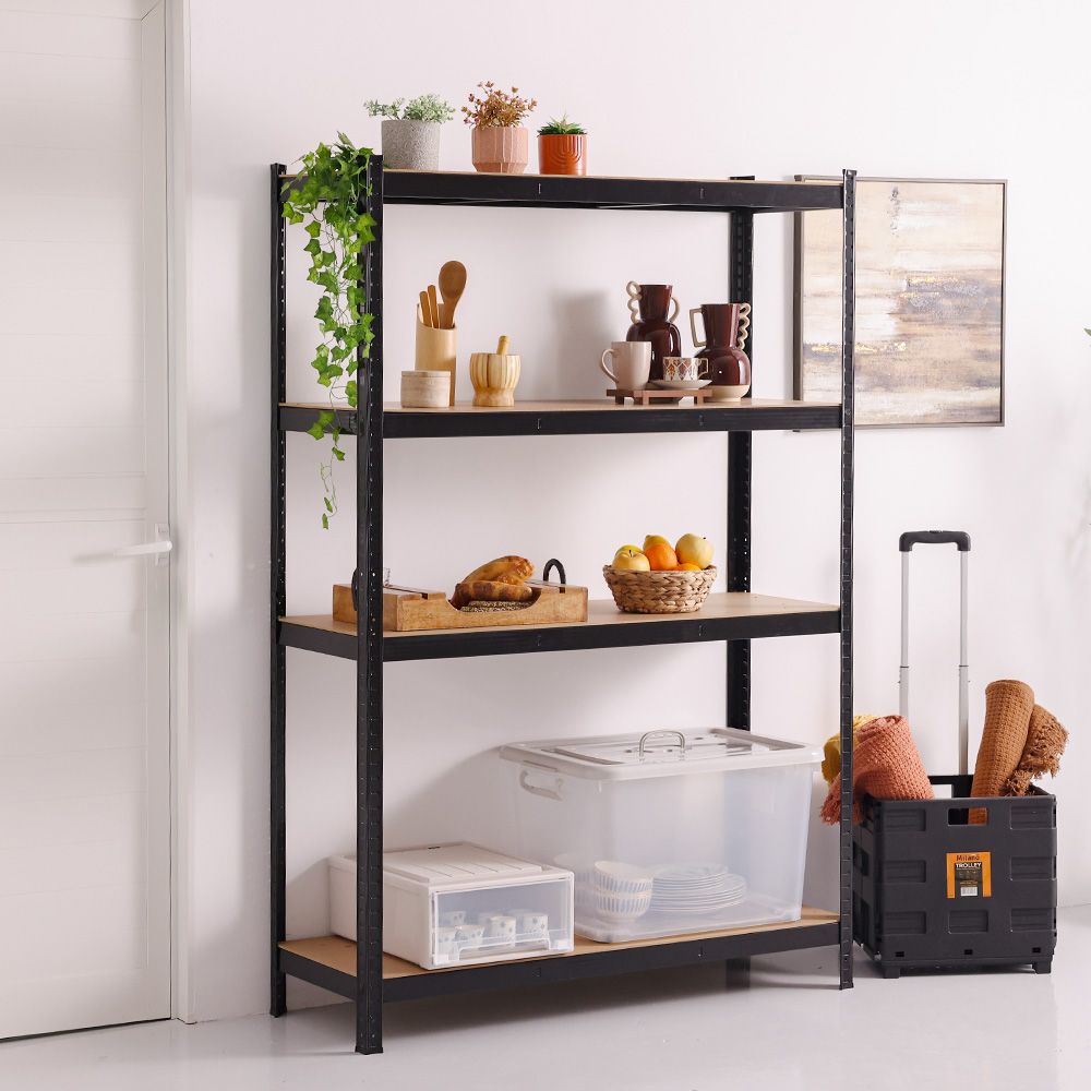 Milano 4 Layer Steel Shelf With Mdf Board (120X45X180) 250Kgx4